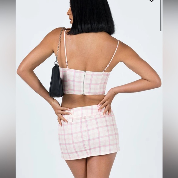 NWT Princess Polly Check Mate Mini Multi Skirt Set In Pink Size 12 - Picture 3 of 16